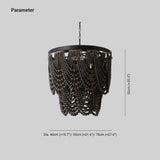Multi-Layer Beaded Design Wooden Chandelier - Clowas
