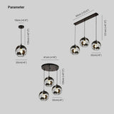 Globe-Shaped Black Frame Dining Room Pendant Light - Clowas