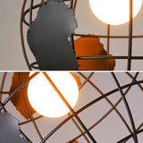 Globe-Shaped Black Frame Dining Room Pendant Light - Clowas