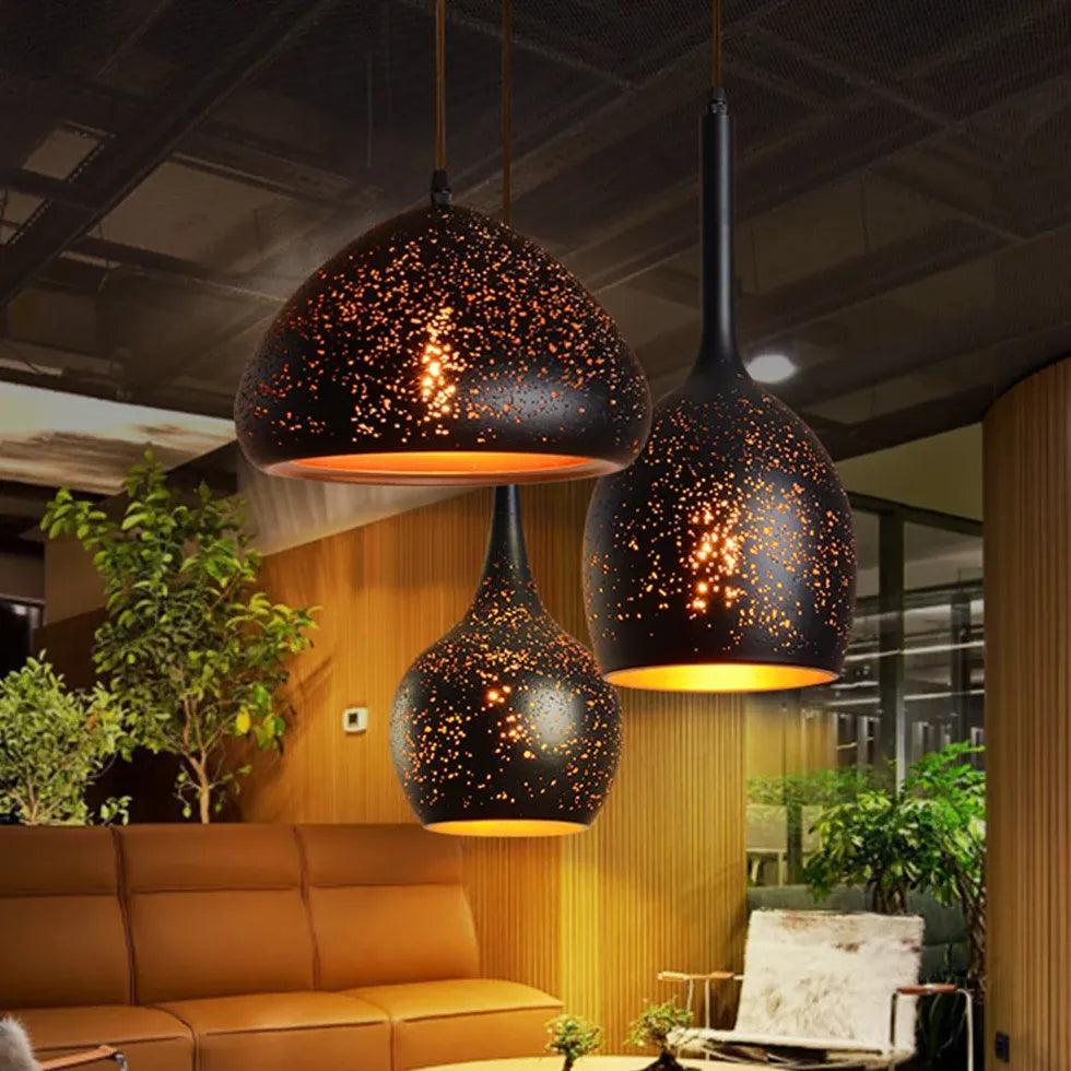 Black Hollow Design Minimalist Dining Room Pendant Light - Clowas