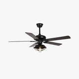 Black Metal Shade Vintage Industrial Ceiling Fan Light - Clowas