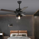 Black Metal Shade Vintage Industrial Ceiling Fan Light - Clowas