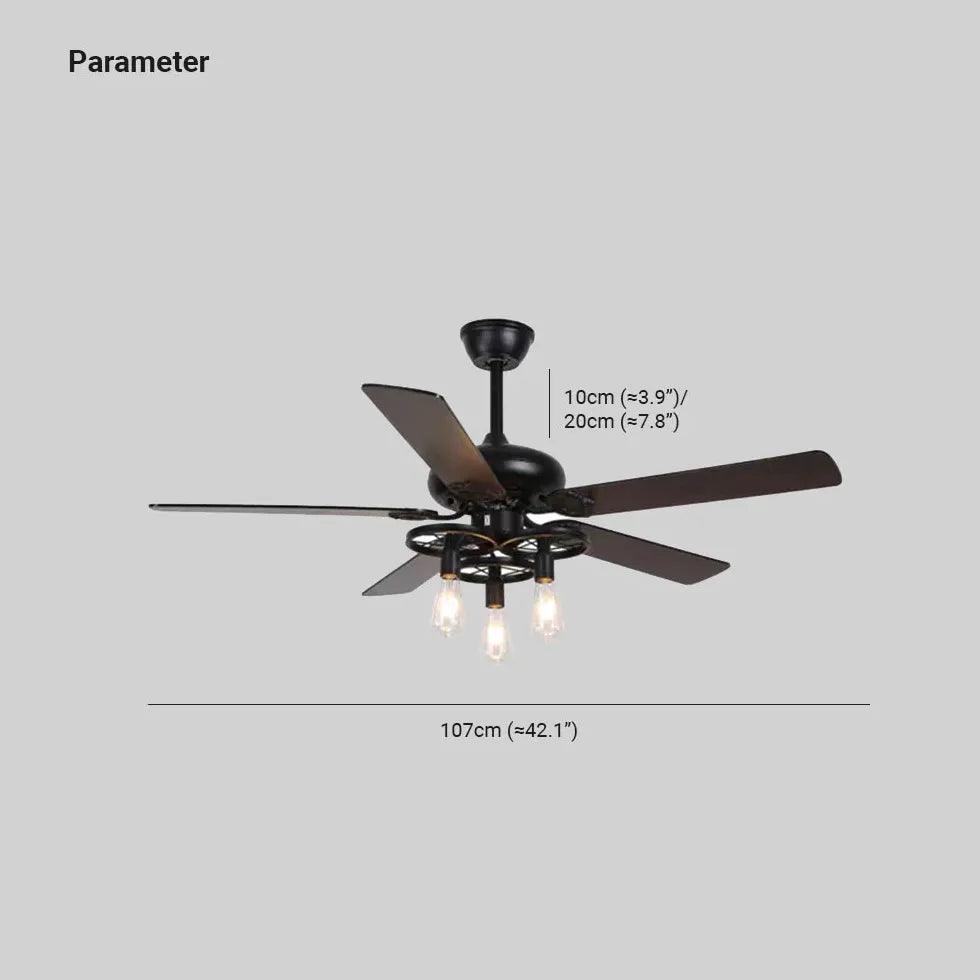 Black Metal Shade Vintage Industrial Ceiling Fan Light - Clowas