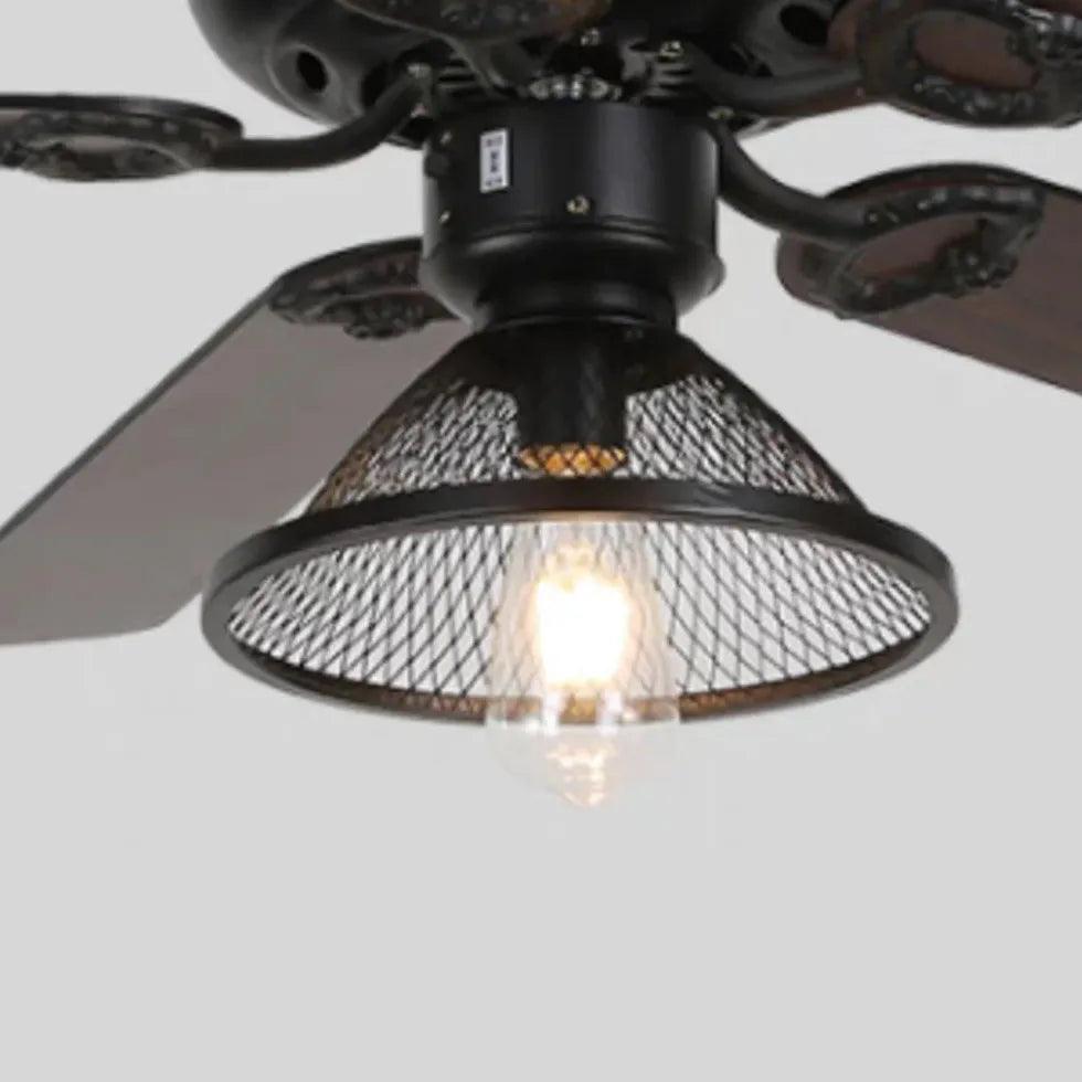 Black Metal Shade Vintage Industrial Ceiling Fan Light - Clowas