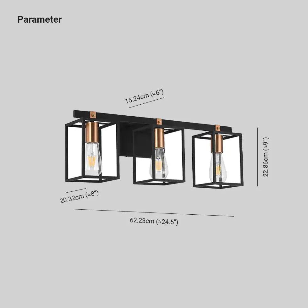Lantern Black Industrial Bathroom Wall Lights - Clowas
