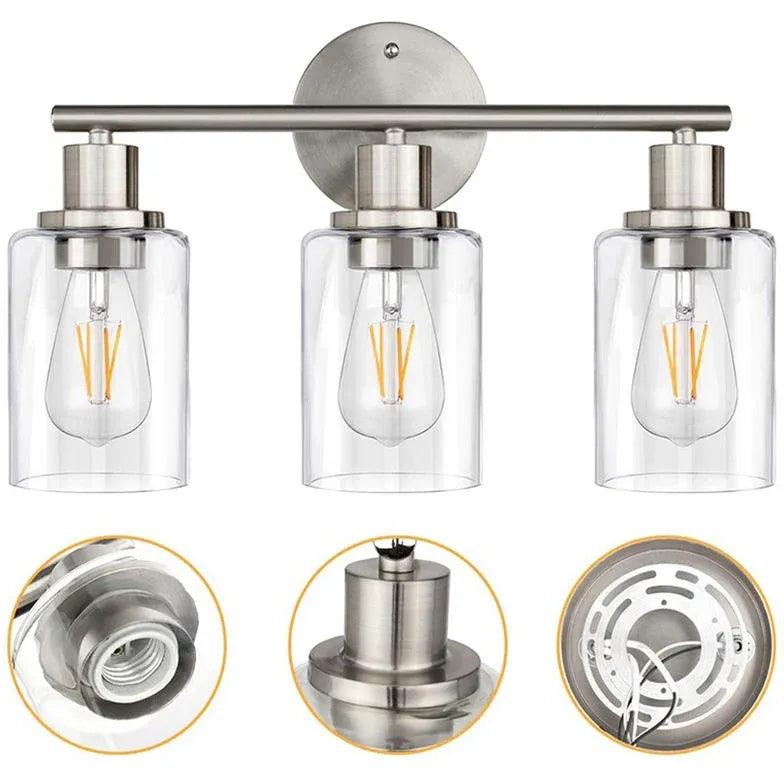 Nickel Vintage Glass Bathroom Wall Lights - Clowas