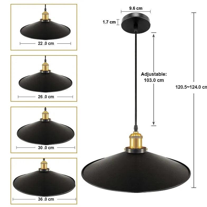 Black Metal Shade Hanging Industrial Pendant Light - Clowas