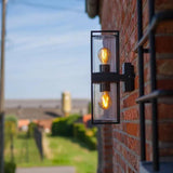 Black Rectangular Frame Outdoor Wall Light - Clowas