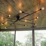 Multi-Light Branch Design Black Metal Ceiling Light - Clowas