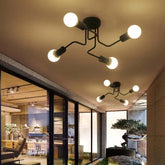 Multi-Light Branch Design Black Metal Ceiling Light - Clowas