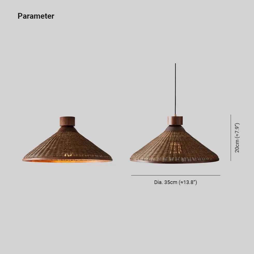 Woven Rattan Cone Shade Vintage LED Pendant Light - Clowas