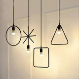 Rope Geometric Frame Black Industrial Pendant Light - Clowas