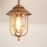 Lantern-Style Black Metal Industrial Pendant Light - Clowas