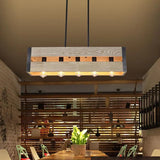 Rectangular Wooden Frame Vintage Dining Pendant Light - Clowas