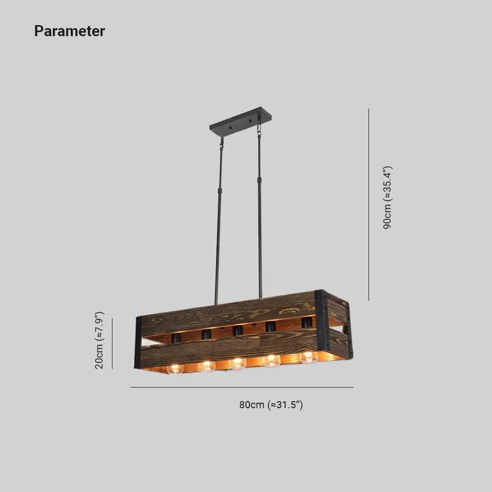 Rectangular Wooden Frame Vintage Dining Pendant Light - Clowas