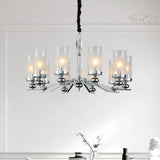 Cylindrical Shade Silver Modern Glass Chandelier - Clowas