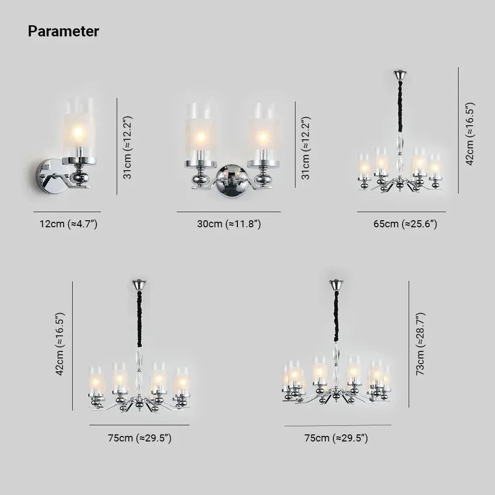 Cylindrical Shade Silver Modern Glass Chandelier - Clowas