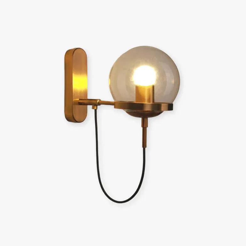 Round Glass Black Living Room Wall Light - Clowas