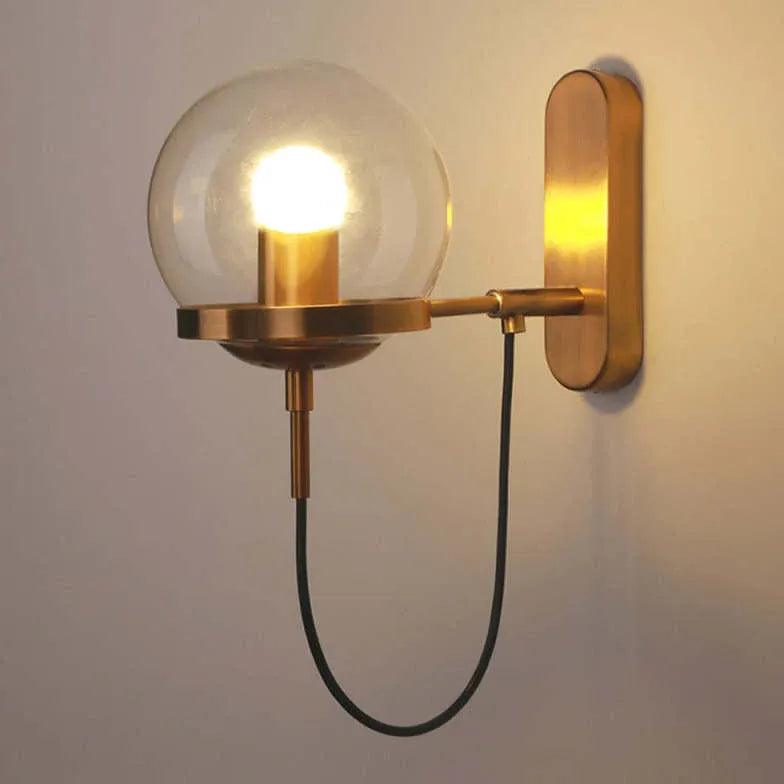 Round Glass Black Living Room Wall Light - Clowas