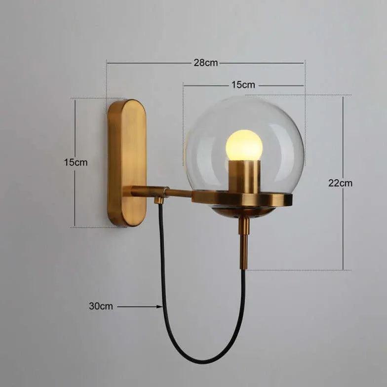 Round Glass Black Living Room Wall Light - Clowas