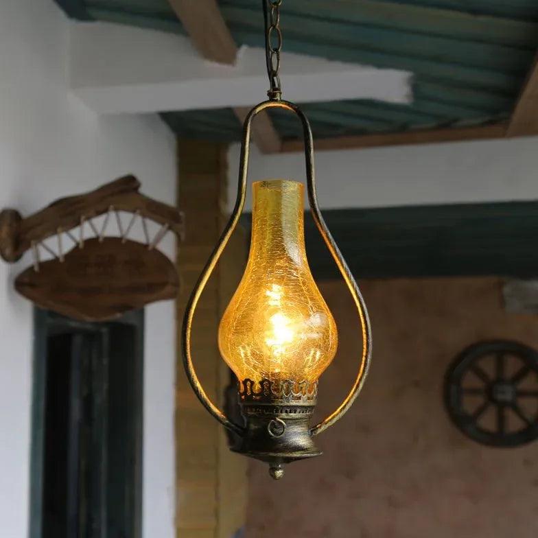 Vintage Oil Lamp-Shaped Glass Pendant Light - Clowas