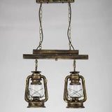 Dual Lantern Design Glass Industrial Pendant Light - Clowas