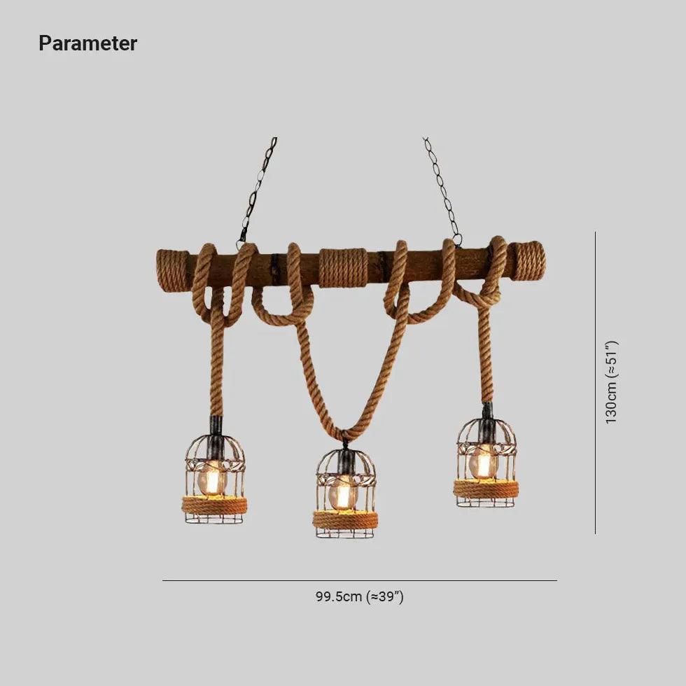 Jute Lantern Design Vintage Wooden Pendant Light - Clowas