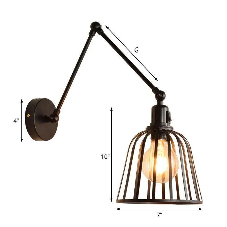 Iron lampshade Adjustable Industrial Black Wall Lamps - Clowas