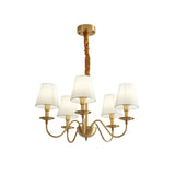 Multi-Light White Shade Gold Vintage Chandelier - Clowas