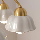 Flower-Shaped White Shade Vintage Wooden Chandelier - Clowas