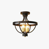 Round Metal Construction Industrial Vintage Pendant Light - Clowas