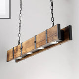 Rectangular Vintage Wooden Dining Room Pendant Light - Clowas