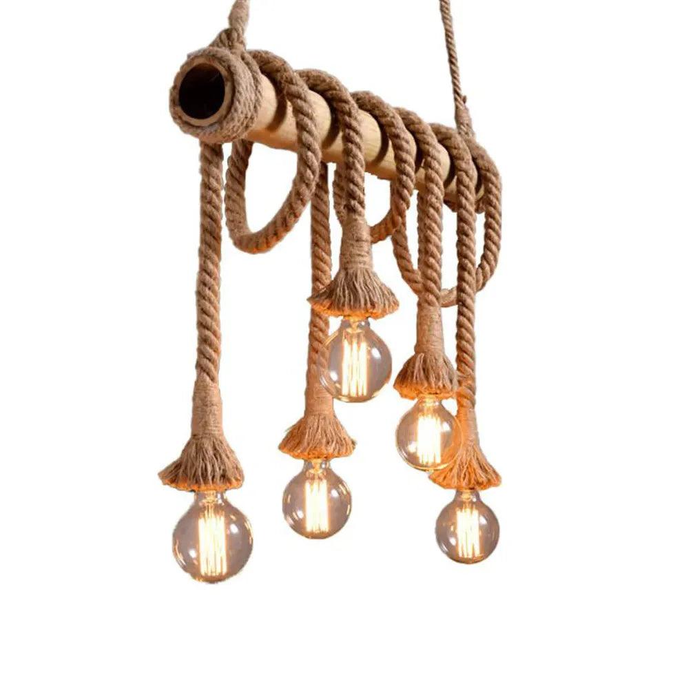 Rope Design Vintage Wood Pendant Light - Clowas