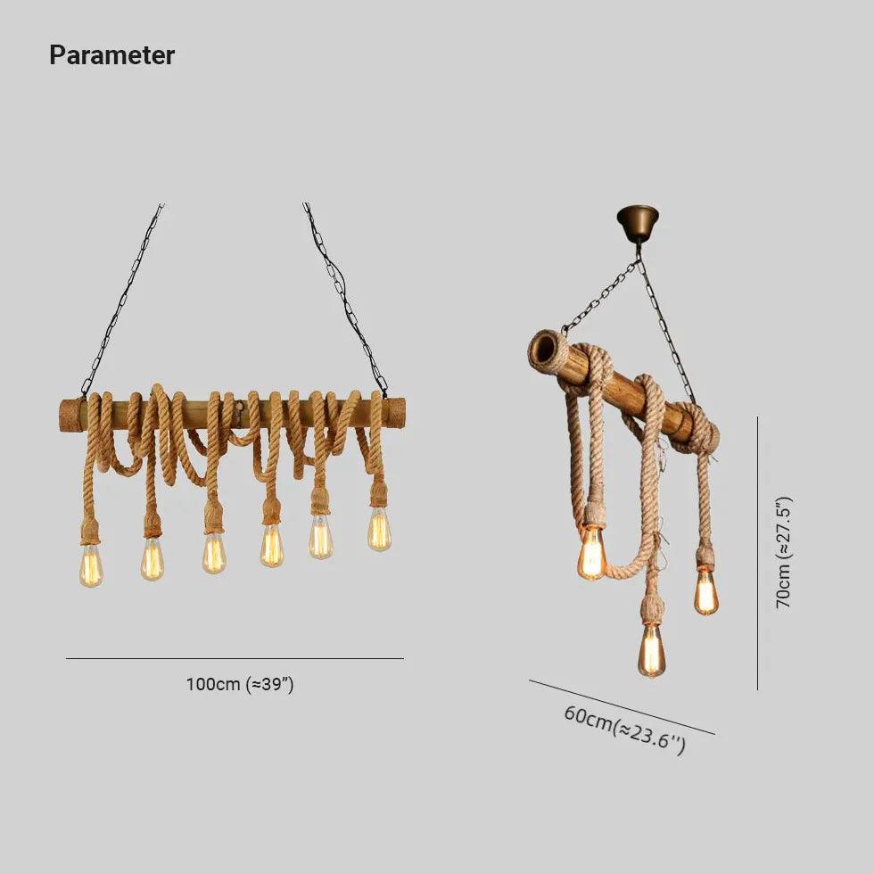 Rope Design Vintage Wood Pendant Light - Clowas