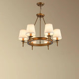 Multi-Light Fabric Shade Industrial Living Room Chandelier - Clowas