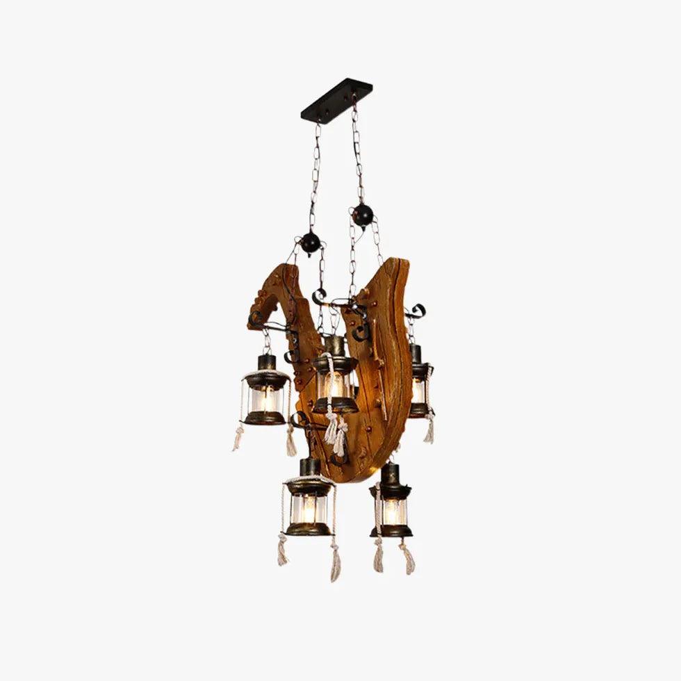 Anchor-Shaped Wooden Vintage Lantern Pendant Light - Clowas