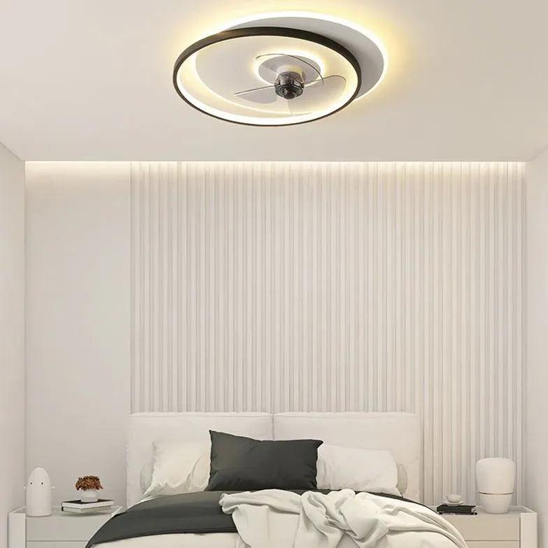 Black and White LED Modern Bedroom Fan Light - Clowas