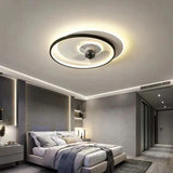 Black and White LED Modern Bedroom Fan Light - Clowas