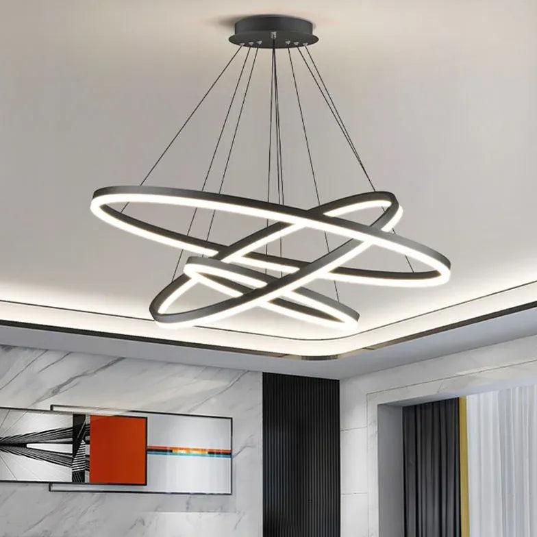 Multi-Ring Modern Black LED Pendant Light - Clowas