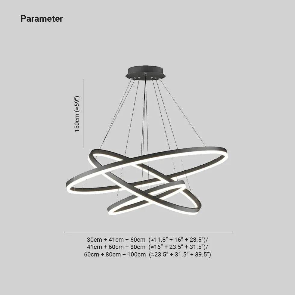 Multi-Ring Modern Black LED Pendant Light - Clowas