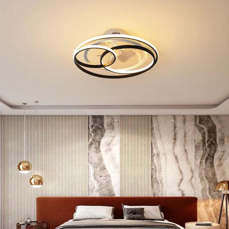 Crossed Ring Design LED Ceiling Fan Light - Clowas