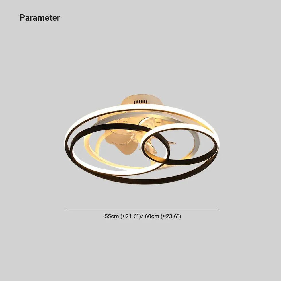 Crossed Ring Design LED Ceiling Fan Light - Clowas