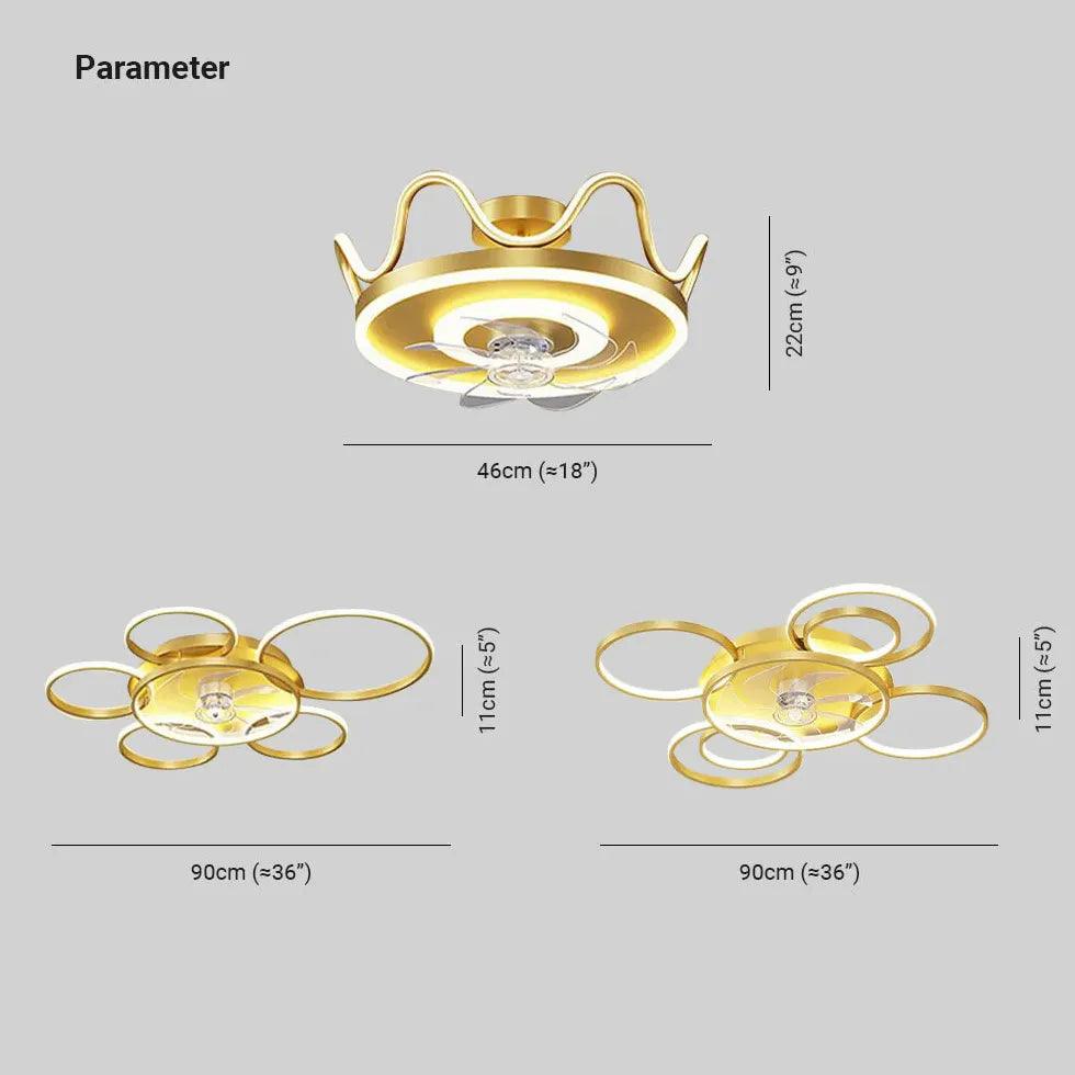 Flower Design Gold LED Modern Fan Light - Clowas