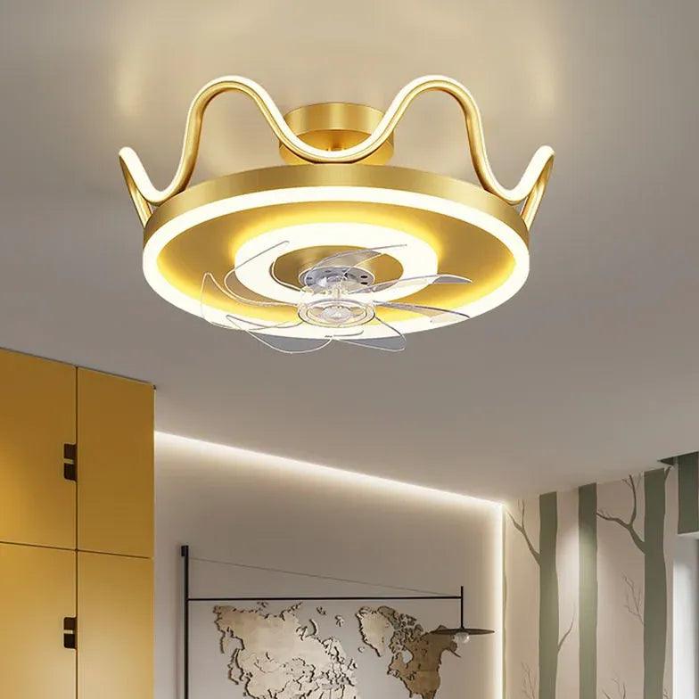 Flower Design Gold LED Modern Fan Light - Clowas