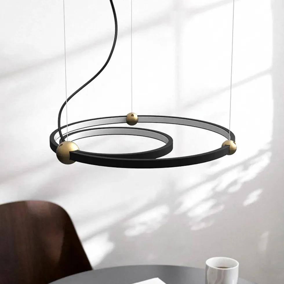 Double Ring Creative Design Black LED Pendant Light - Clowas