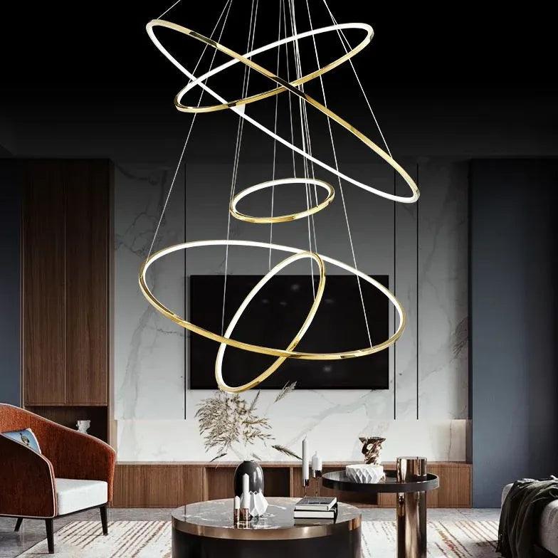 Multi-Light Circular Luxury Gold LED Pendant Light - Clowas