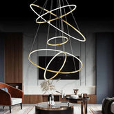 Multi-Light Circular Luxury Gold LED Pendant Light - Clowas