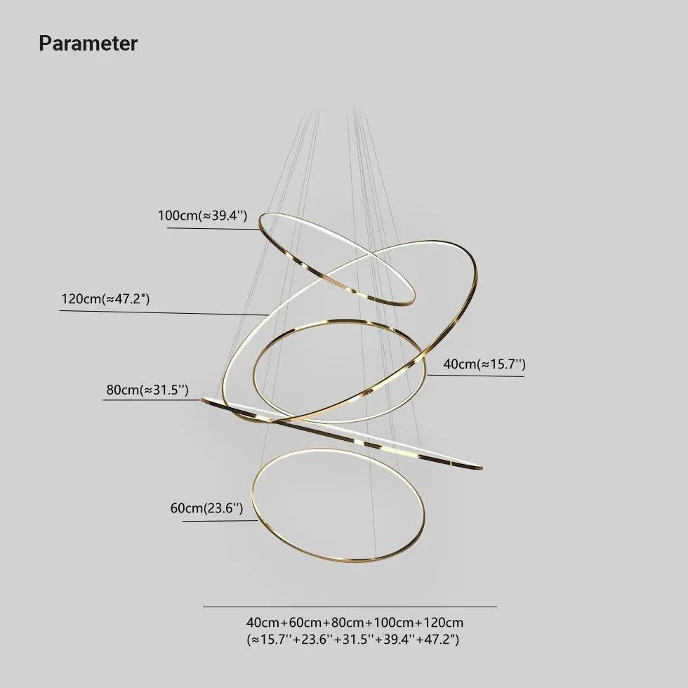 Multi-Light Circular Luxury Gold LED Pendant Light - Clowas