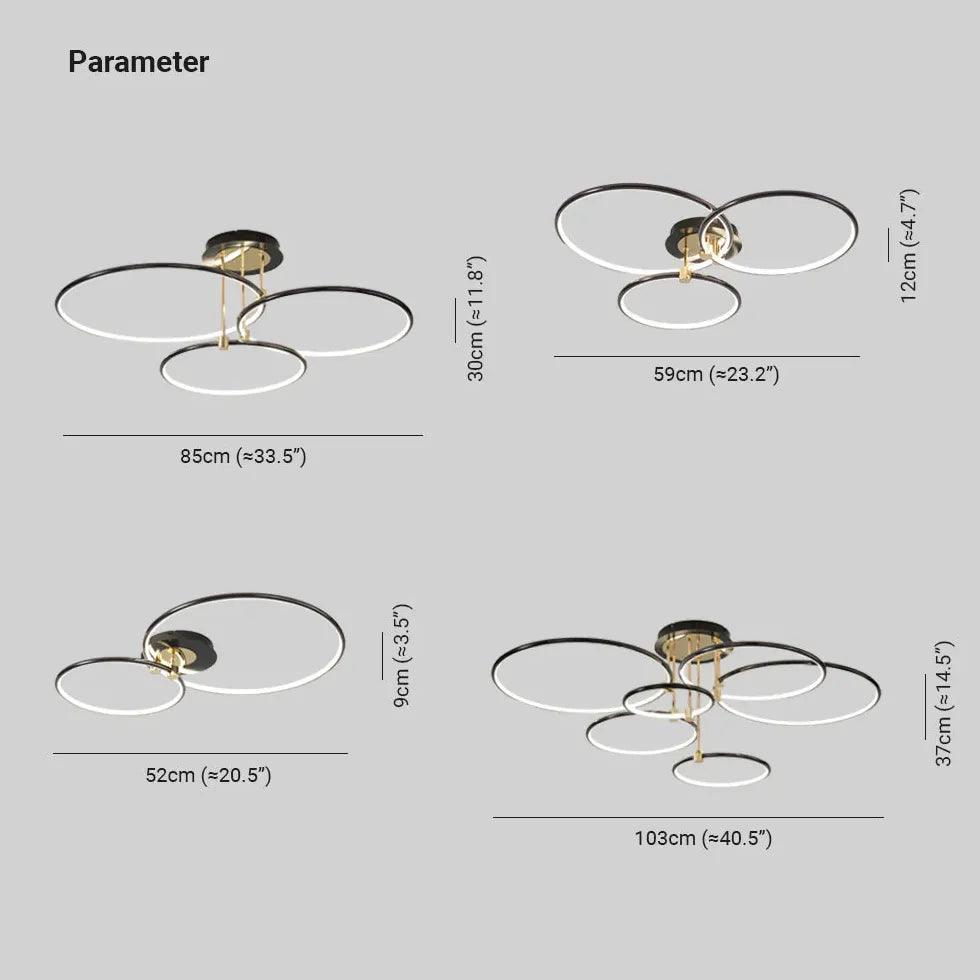 Multi-light Ring Modern Black LED Ceiling Light - Clowas