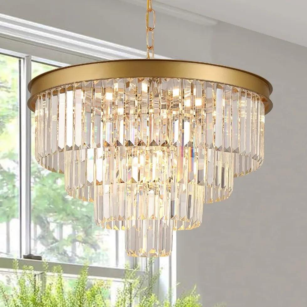Multi-Layered Crystal Gold Branch Chandelier - Clowas